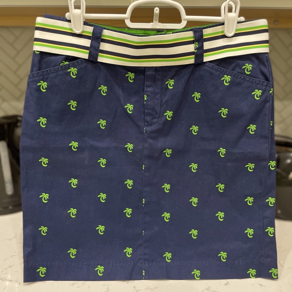 Resort chic Lilly P palm tree skirt w/ adorable grosgrain belt